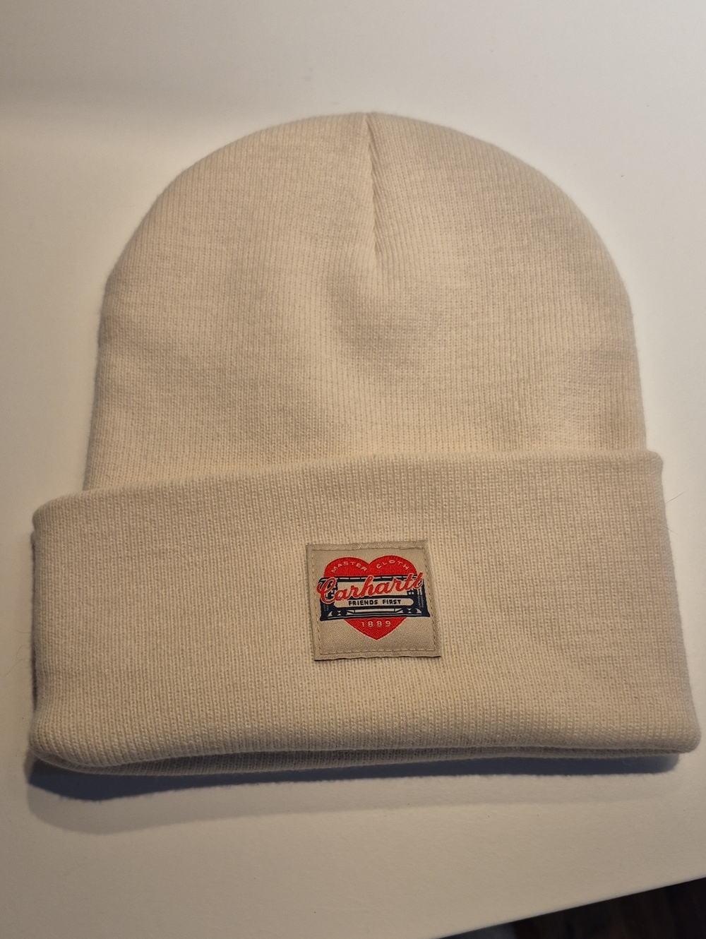 Carhartt Women Special Edition Heart Cream Knit Cuffed Beanie with Logo Patch